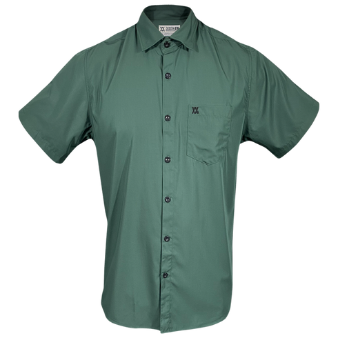 BAMBOO SHORT SLEEVE BUTTON UP DARK GREEN 2.0 - MENS